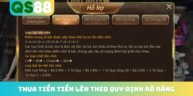 Bài Tiến Lên QS88 - Thách Thức Giới Hạn Của Cao Thủ 4 Thua tiền tiến lên theo quy định rõ ràng